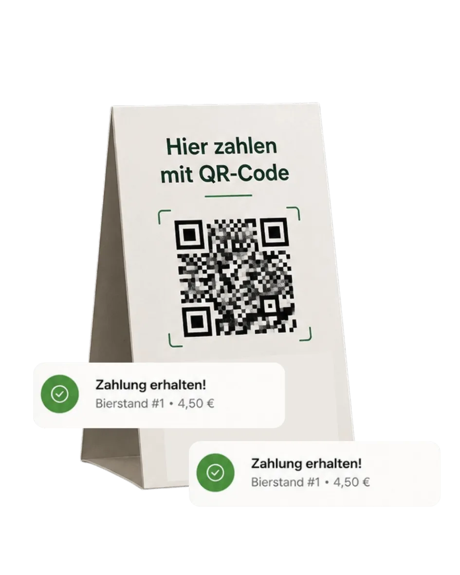 Gast bezahlt per QR-Code mit dem Smartphone an eine booxos-Geldbox